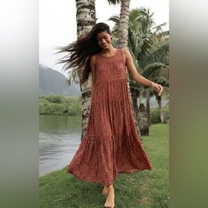 Max Studio Rust Brown Floral Maxi Dress- Perfect for Easter! Small but runs big.